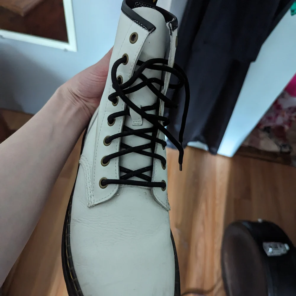 Dr. Martens White and Black Leather Boots - Picture 4 of 4